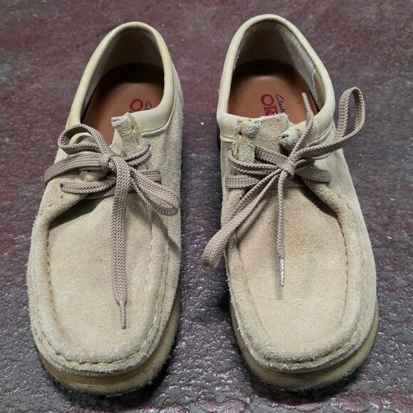 Clarks Original Wallabees Women 6.5 tan crepe sole EUC suede lace up preppy - Picture 2 of 9